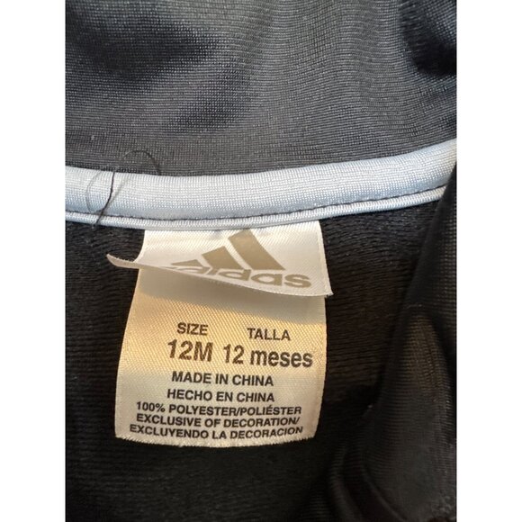 Adidas Infant Black Tracksuit Jacket 12M With White Stripes & Logo - Picture 2 of 4